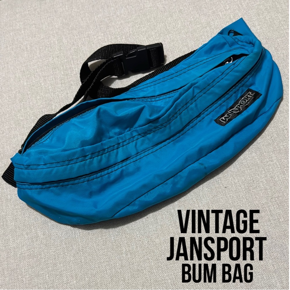 Vintage Jansport Fanny Pack/BeltBag-Blue/Teal-Multi Compartment-Zip Closure